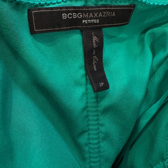 BCBGMAXAZRIA Petites Green One Shoulder Draped Cocktail Dress – Size 2P - Picture 5 of 5
